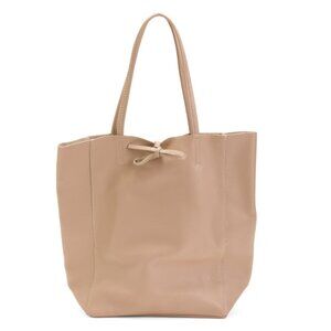 MARLON Cipria Made In Italy Leather Unlined Shopper Bag